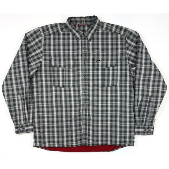 Simms Mens Shirt Fishing Guide Thermal Waffle Fleece Lined Shacket Sz XL Black - Picture 1 of 13